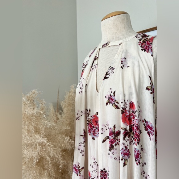 Free People Tree Swing Cream Pink Floral Mini Dress Tunic With Pockets Size S/M - Picture 12 of 17